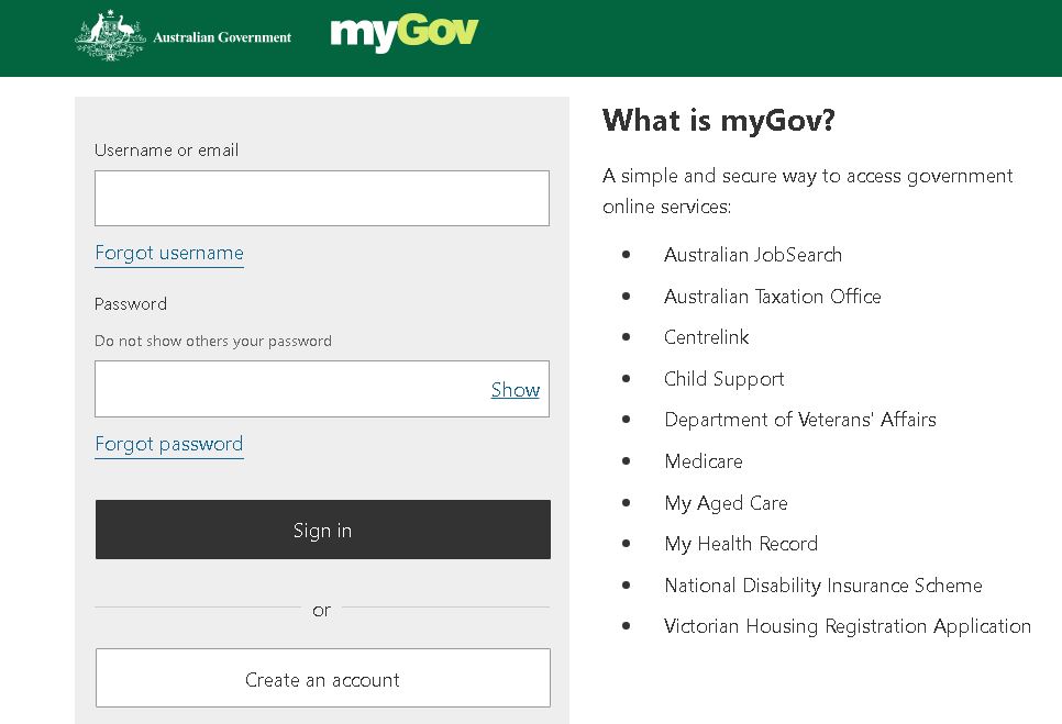 MyGov sign in page Government News